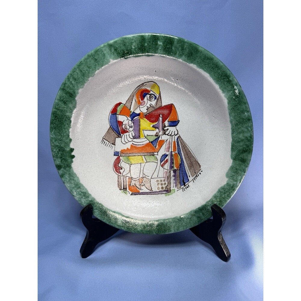 RARE SIGNED Giovanni Desimone 64/15 Italian Studio Art Pottery plate-Italy